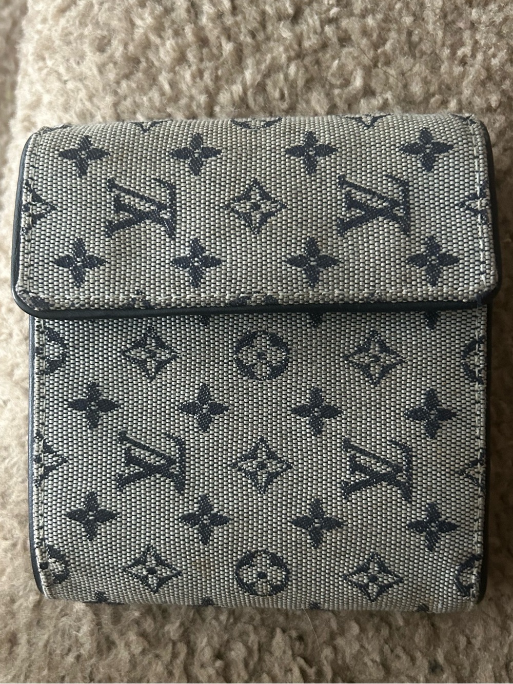 Louis Vuitton Monogram Canvas Wallet in Blue and Gray w/ COA